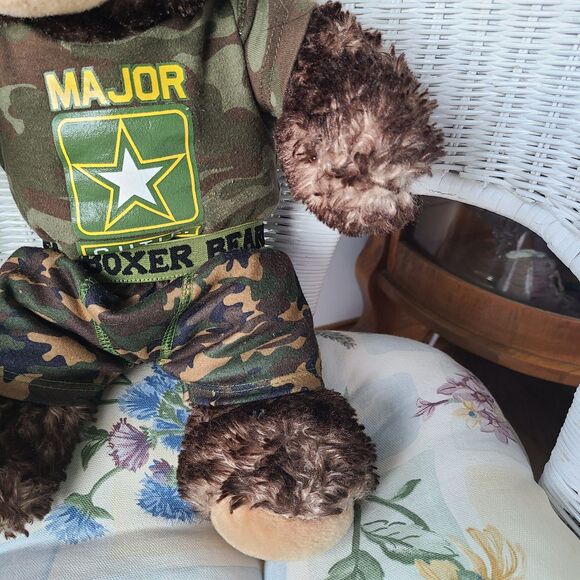 Vintage Army "Major Cutie" Teddy Bear Brown Plush Stuffed Animal W/ Camo Outfit - Picture 6 of 10